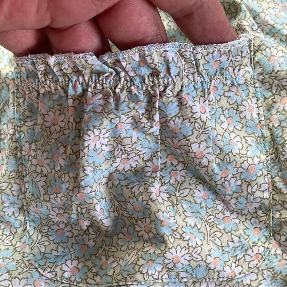GAP green pajama shorts w/pink & blue floral pattern 100% cotton size SP - Picture 10 of 12
